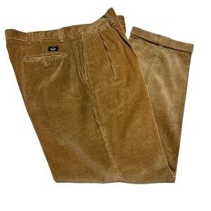 Dockers Relaxed Fit Tan Corduroy Pants W36 L30 Pleated Mens Casual Trousers